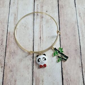 Gold Panda Charm Bracelet, Zoologist Gift